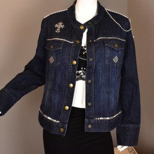 Hand Studded Jean Jacket Moto Style